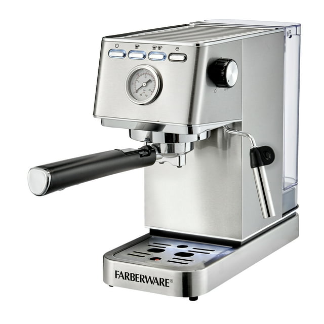 Farberware Espresso Machine, 15 Bar, Silver, Stainless Steel, Steam