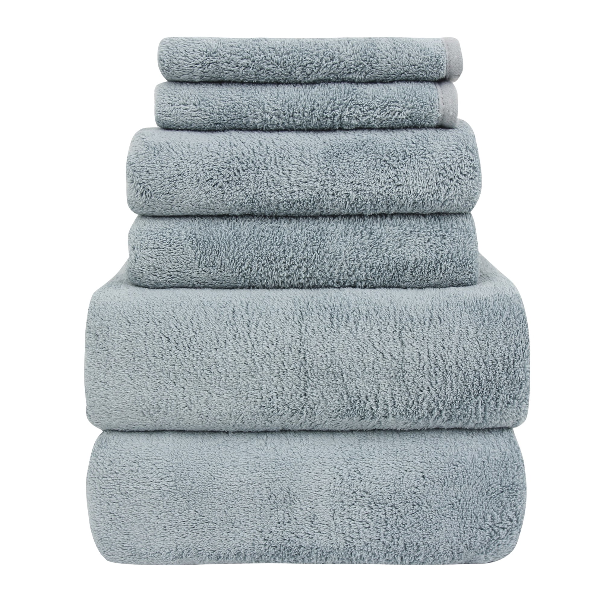 Farberware FBT-001-B-7 Sterling Blue Coral Fleece-Bath Towel - 6PC