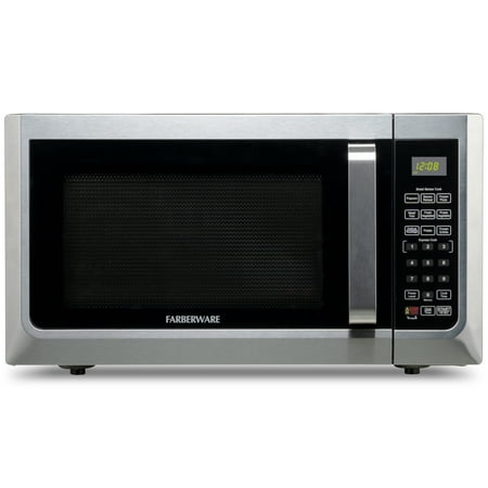Farberware 1.3 cu ft Microwave Oven, 1100W Countertop Microwave Oven with Smart Sensor, Stainless Steel