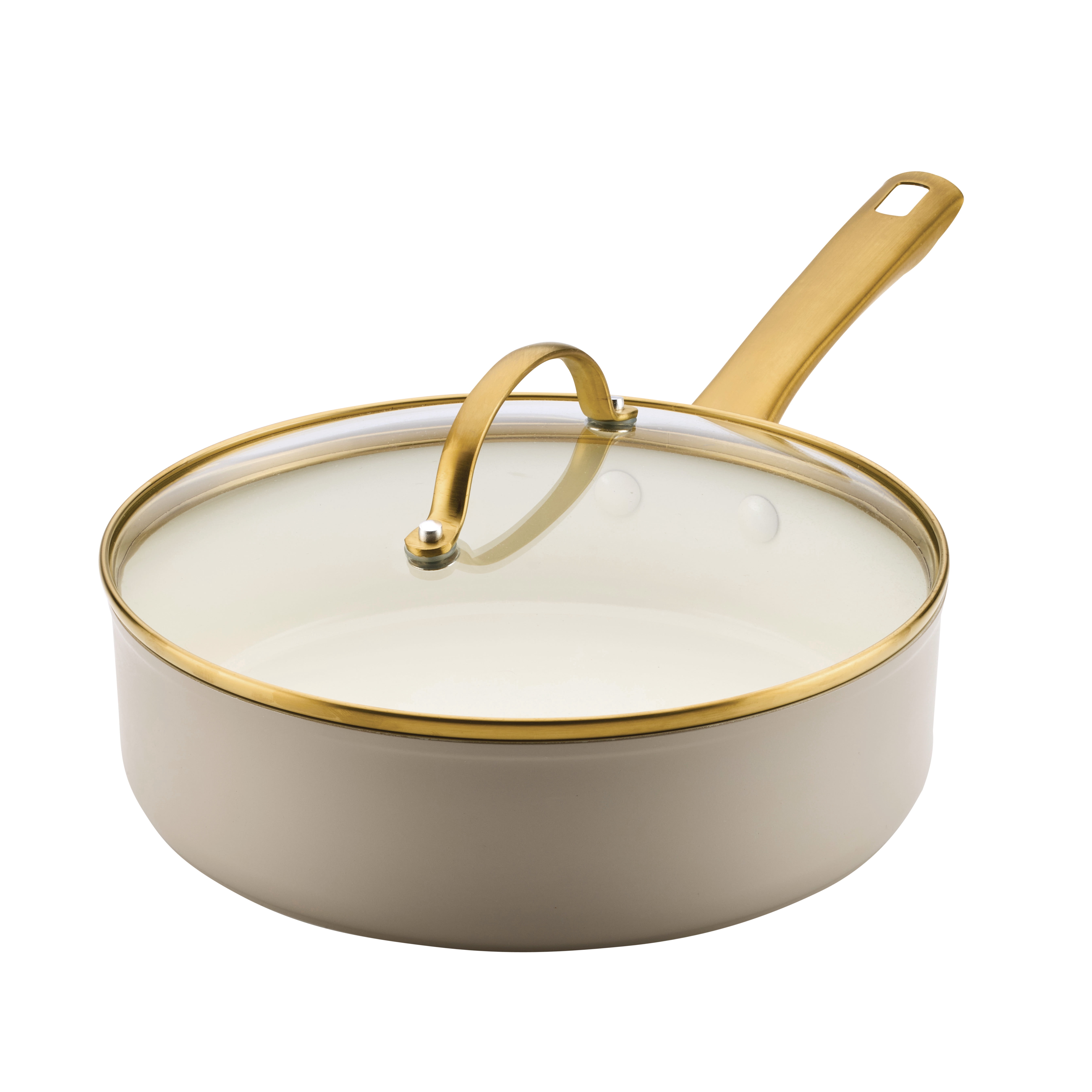 Farberware Forged Induction 3 Quart Ceramic Nonstick Saute Pan with Lid, Dishwasher Safe, Pan Oven Safe to 500°F, Stainless Steel Handle, Taupe