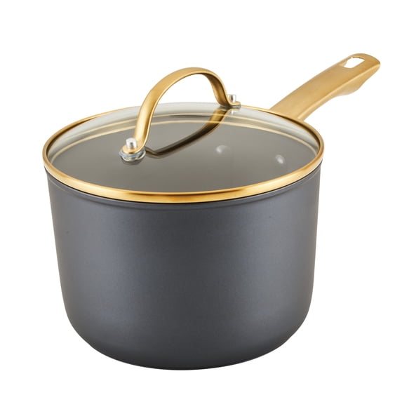 Farberware Forged Induction 3 Quart Ceramic Nonstick Saucepan with Lid, Dishwasher Safe and Oven Safe to 500°F, Black