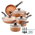 thumbnail interactive-video image 1 of Farberware Glide Copper 12 Pcs Ceramic Nonstick Cookware Set with Cooking Tools, Dishwasher Safe, Copper, 1 of 11