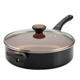 thumbnail image 1 of Farberware Glide Copper 4 Quart Ceramic Nonstick Sauté Pan with Tempered Glass Lid and Helper Handle, Dishwasher Safe, Black, 1 of 9
