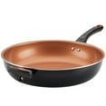 thumbnail image 1 of Farberware Glide Copper 12.5 Inch Ceramic Nonstick Deep Frying Pan with Helper Handle, Dishwasher Safe, Black, 1 of 5