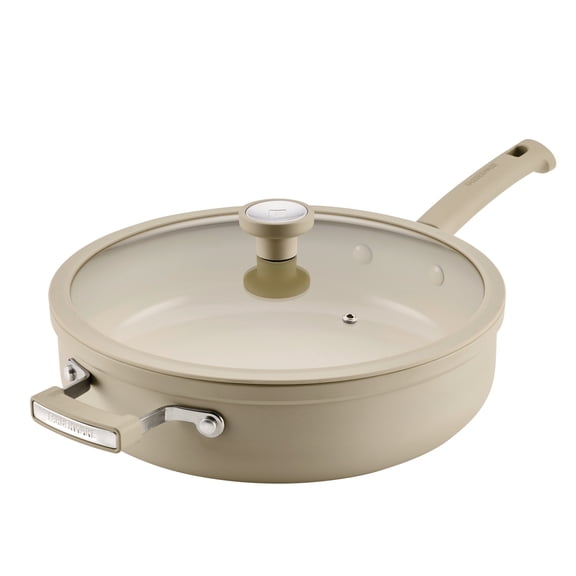 Farberware TrueCook 6qt Ceramic Jumbo Cooker, Dishwasher and Oven Safe, Taupe