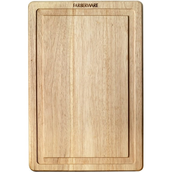 Farberware Hardwood Cutting Board with Drip Groove Trench, 12-Inch-by-18-Inch