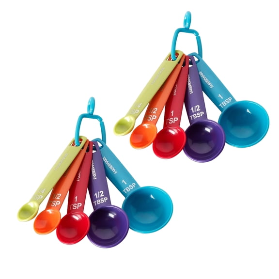 Farberware Kitchen Essentials Measuring Spoon Set, Set of 5  2 Pack, Easy Read Standard Units for Wet & Dry Ingredients, Lightweight Plastic Baking & Cooking Spoons  Dishwasher Safe