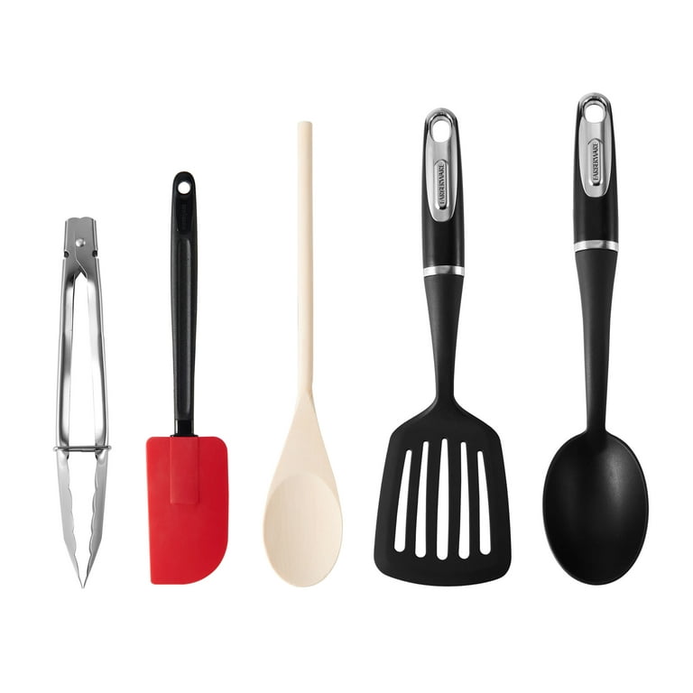 5PC Silicone Cooking Kitchen Utensils Set with Holder,Wooden Handles Cooking  Tool,BPA Free,Non Toxic Turner Tongs Spatula Spoon Kitchen Gadgets Set for  Nonstick Cookware 