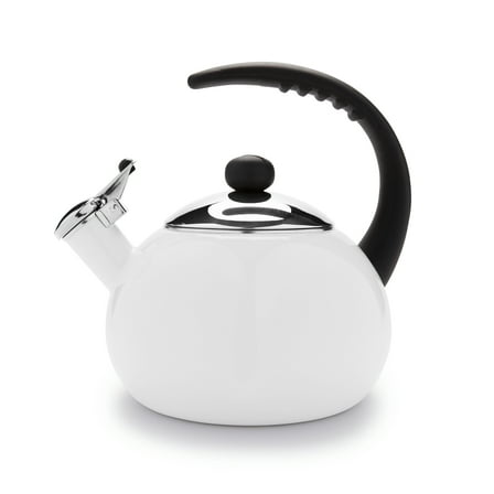 Farberware Luna Porcelain Enamel 2.5 Quart White Tea Kettle