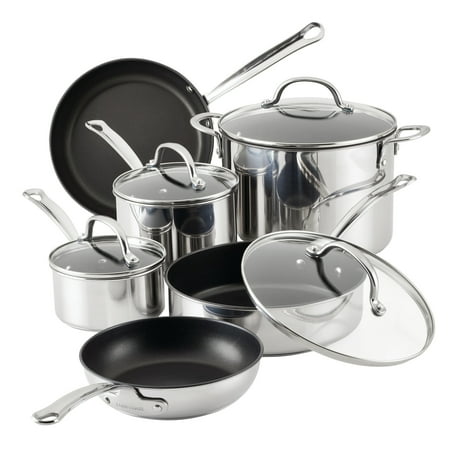 Farberware - Millennium 10-Piece Stainless-Steel Cookware Set - Stainless-Steel