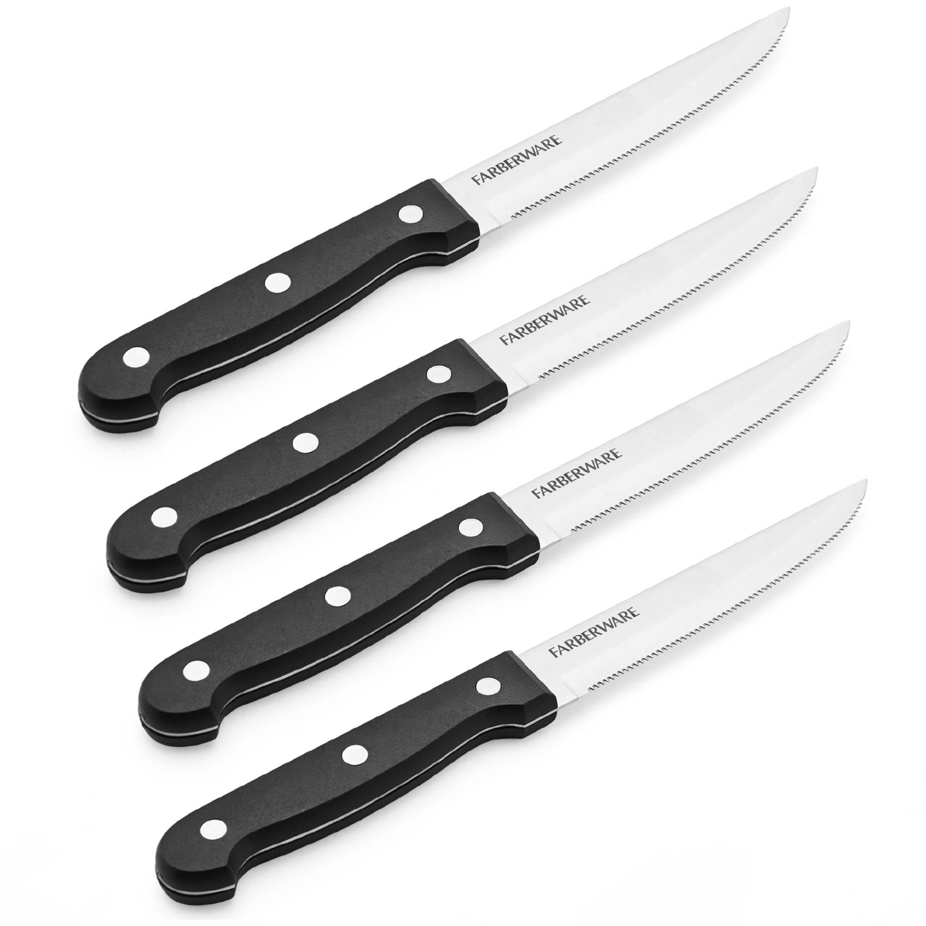 Farberware Oversized Steak Knife Set (4) Piece Black Handles
