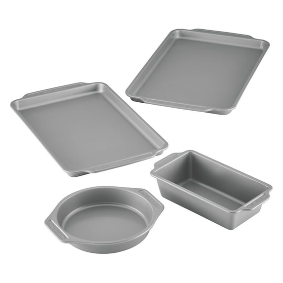 Farberware 4 Pcs Nonstick Bakeware Set, Dishwasher Safe and Oven Safe to 450°F, Gray