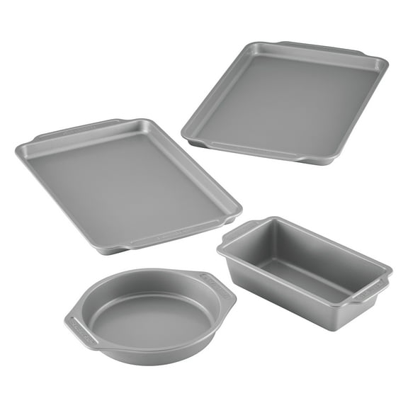 Farberware 4 Pcs Nonstick Bakeware Set, Dishwasher Safe and Oven Safe to 450F, Gray