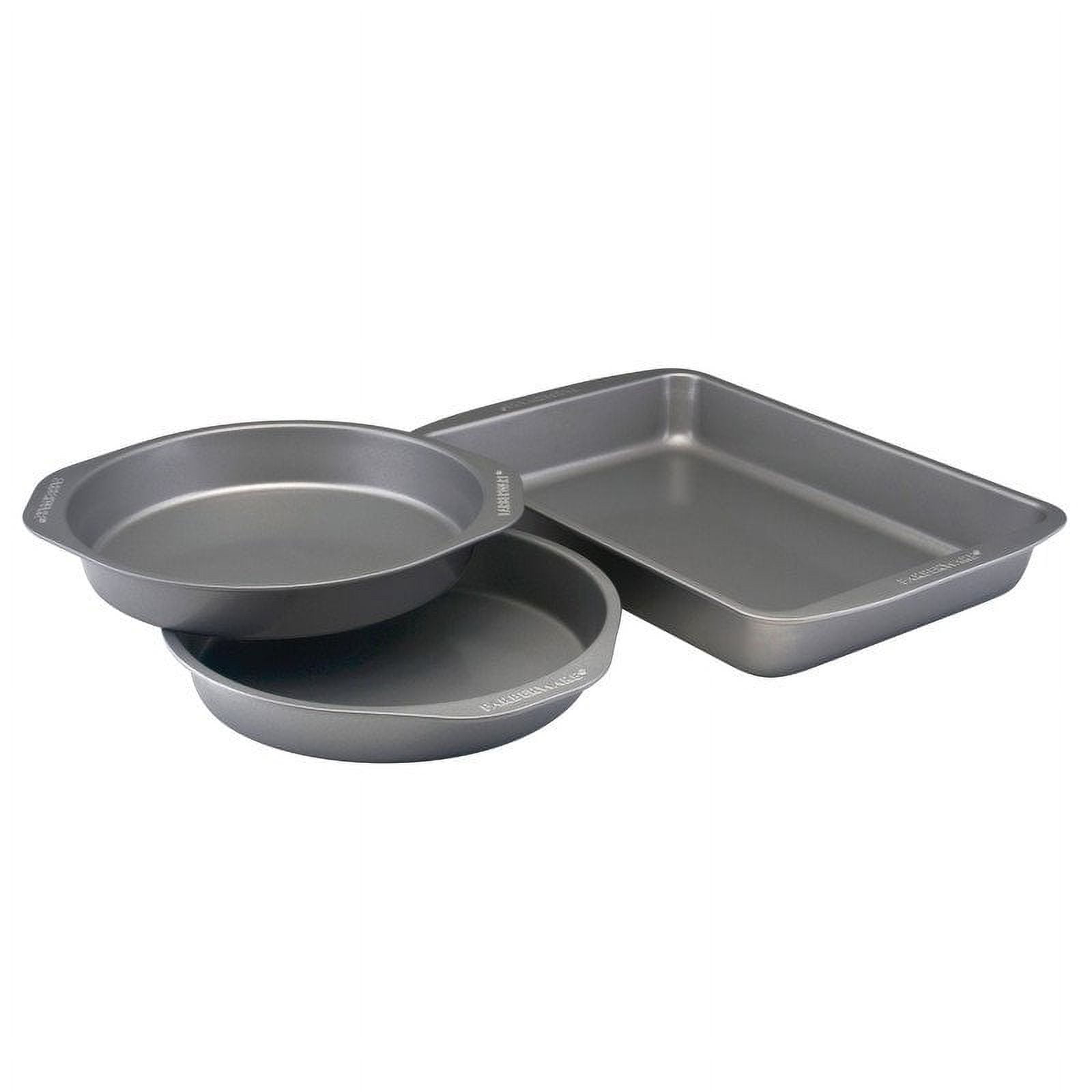 Farberware Non-Stick Bakeware Gray Cake Pan Set, 3 Piece - Walmart.com