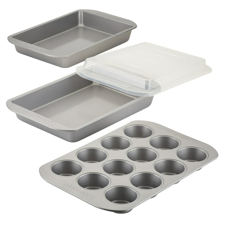 Farberware Steel 4-Piece Nonstick Muffin Pan and Cake Pan Set