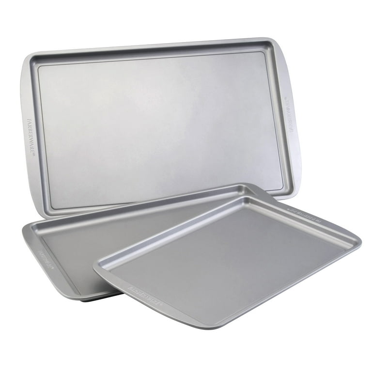Nonstick Bakeware Cookie Pan Set, 3-Piece, Silver Nonstick Bakeware Cookie Pan Set, 3-Piece, Silver