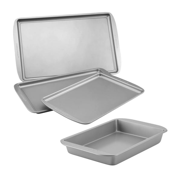 Farberware Nonstick Bakeware Cookie Pan and Cake Pan Set, 4-Piece, Gray
