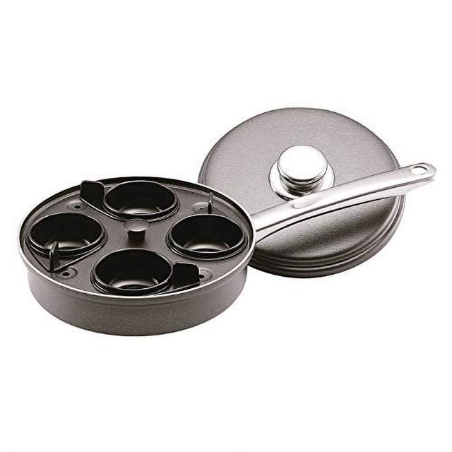 Farberware Nonstick Dishwasher Safe Egg Poacher Pan/Skillet with 4 Poaching Cups and Lid, 8 Inch