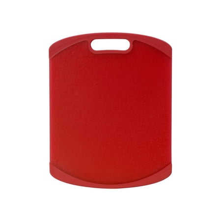 Farberware Plastic 11-inch x 14-inch Nonslip Cutting Board, Translucent Red