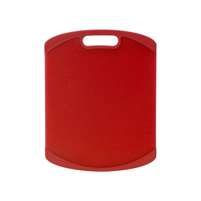 Farberware Plastic 11-inch x 14-inch Nonslip Cutting Board, Translucent Red