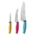 thumbnail image 1 of Farberware Precise Slice 3 Stainless Steel Piece Chef Knife Set Aqua, Pink, and Yellow, 1 of 13