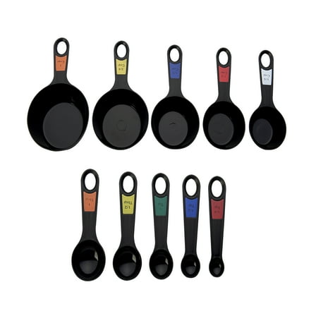 Farberware Professional 10 Piece Plastic Nesting Measuring Cup and Spoon Set Black