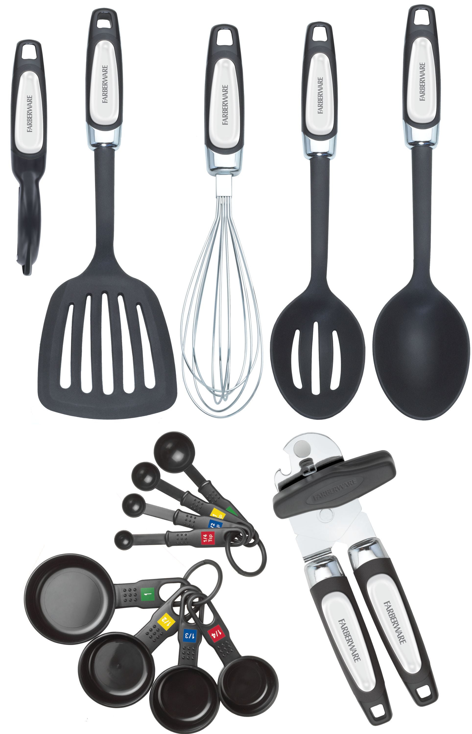 Farberware Professional 30-Piece Black and Red Kitchen Tool and Gadget Starter Set