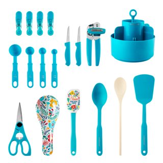 Teal Aqua Wood Handle Kitchen Utensilsset of 3egg Beaterice 