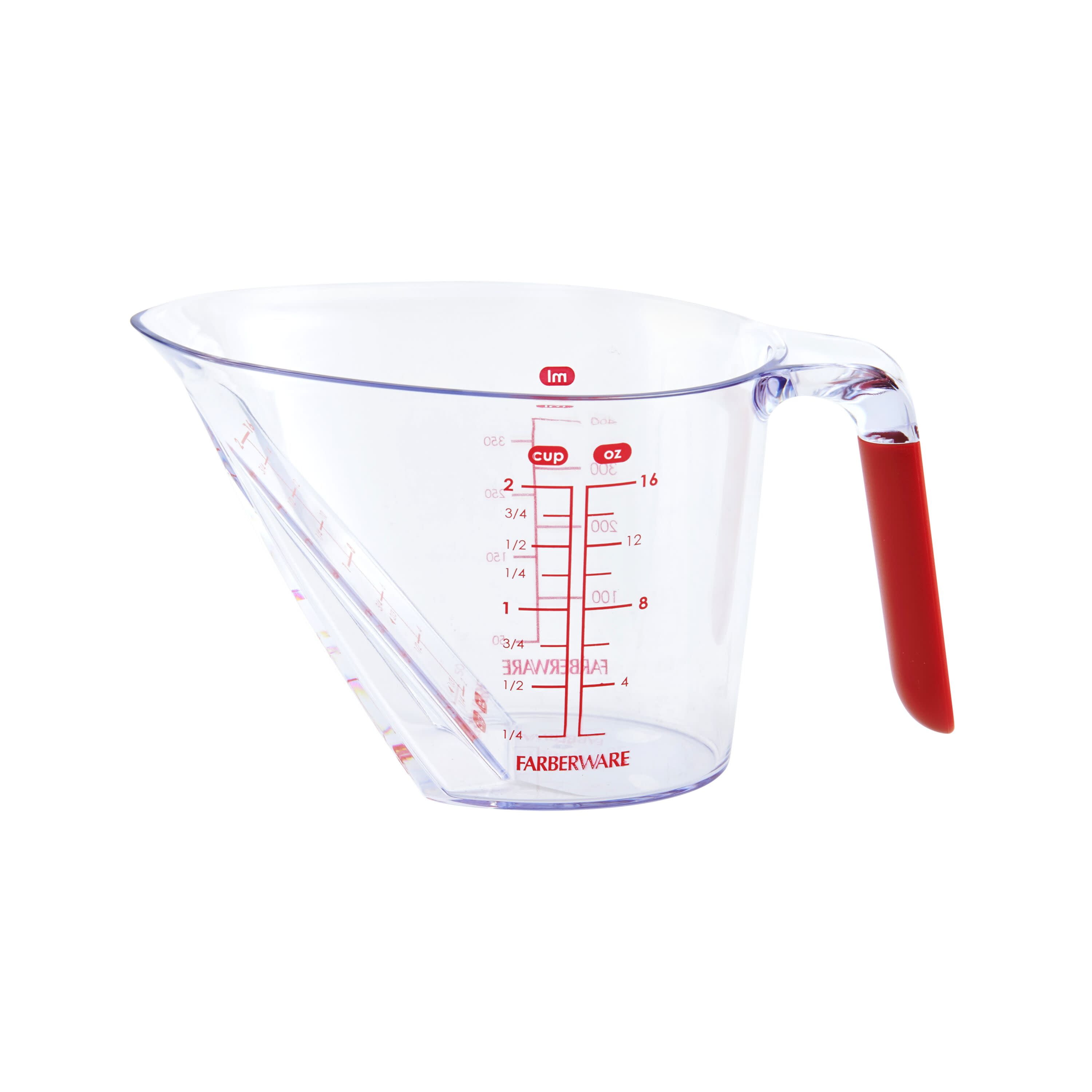 Farberware 5188129 4-Cup Borosilicate Glass Wet and Dry Measuring Cup with Oversized Measurements, Clear