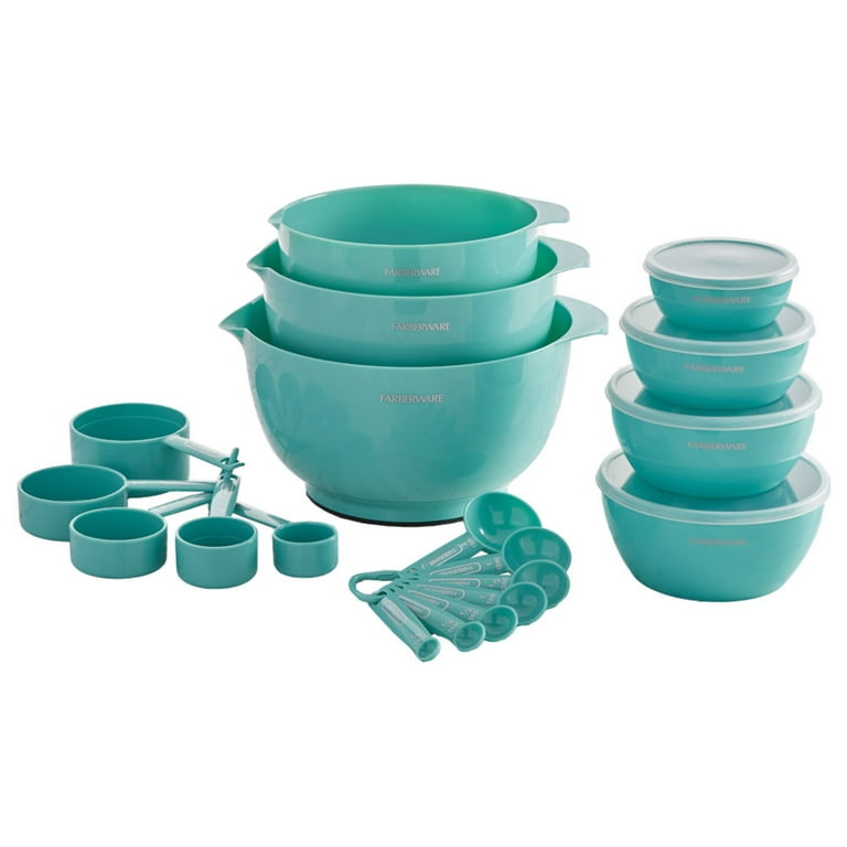 KitchenAid 5 Piece Nesting Mixing Bowls Set Aqua Sky plastic New
