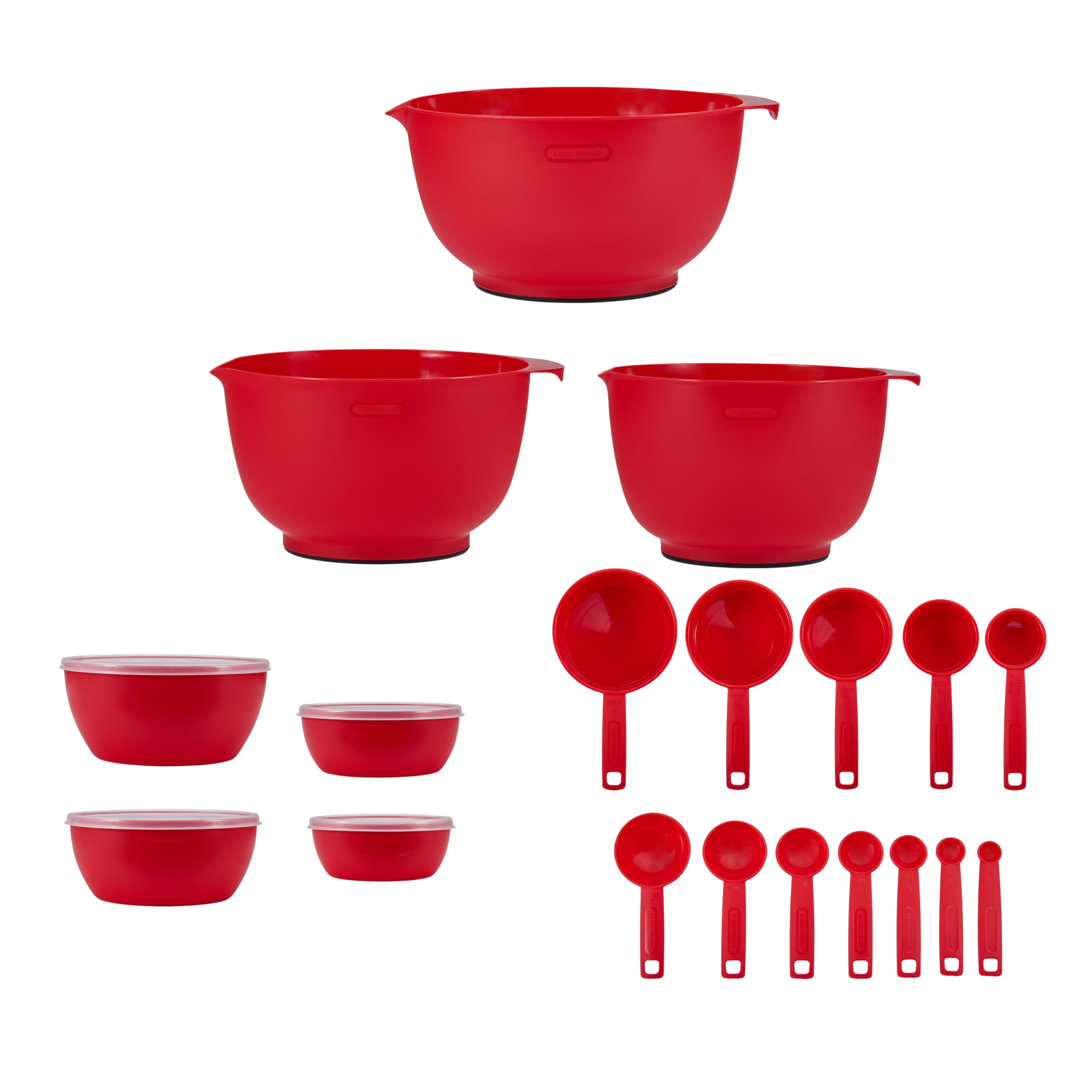 Farberware - 5216128 Farberware Professional Plastic Mixing Bowls, Set of  3, Orange/Red/LightGreen