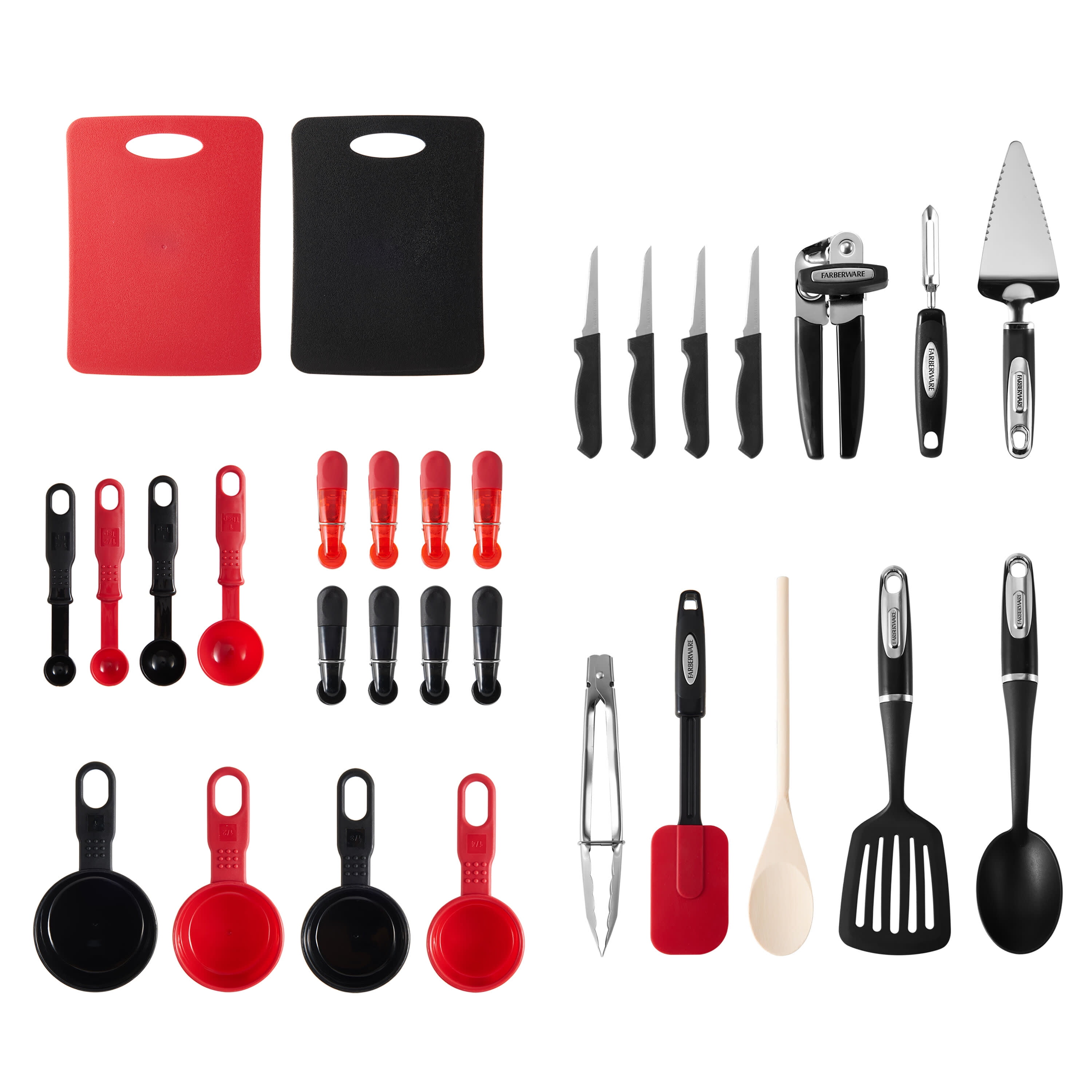 Farberware 30-Piece Spin N Store Knife and Kitchen Utensil Set 