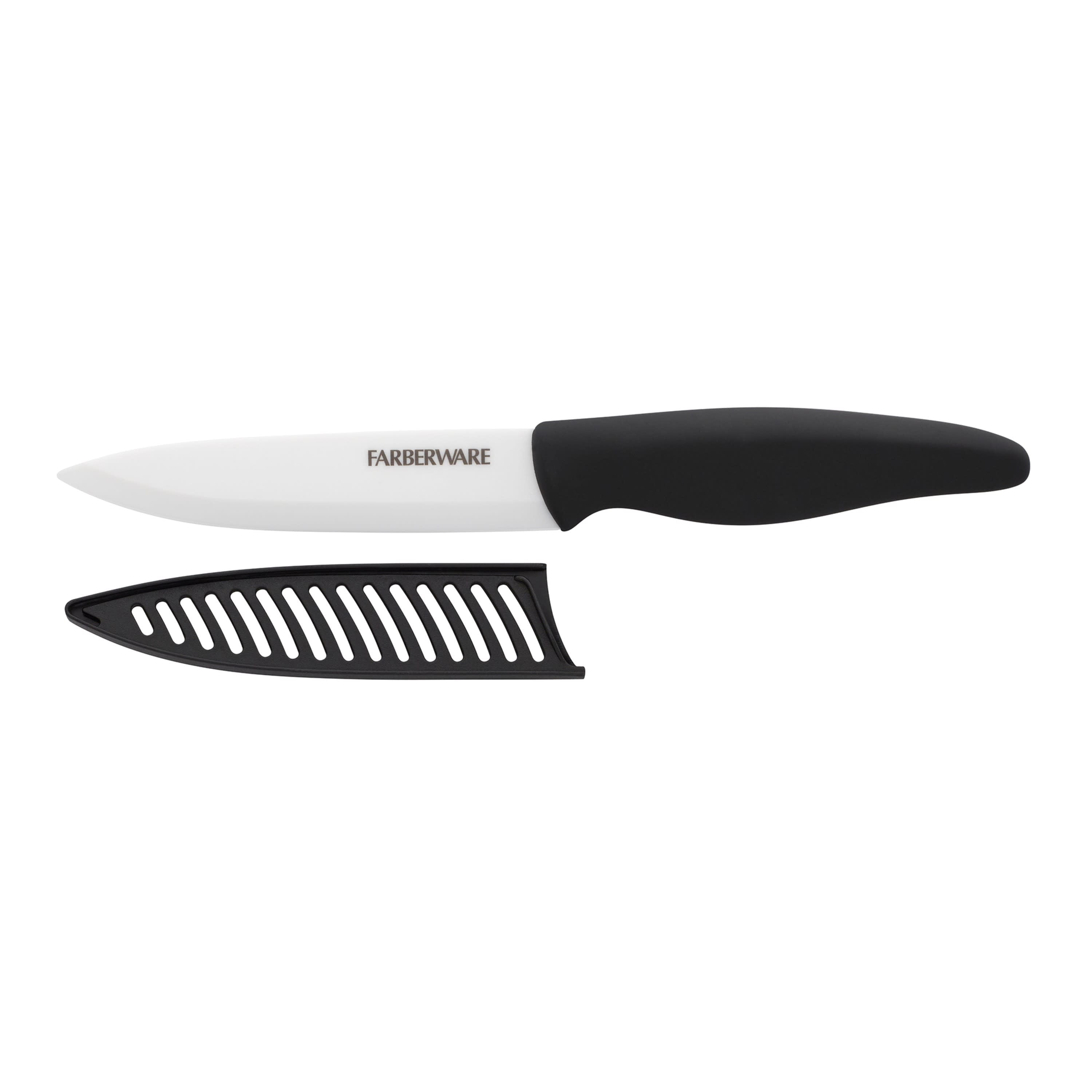 Farberware 5-inch Ceramic Utility Knife with Blade Cover in Black