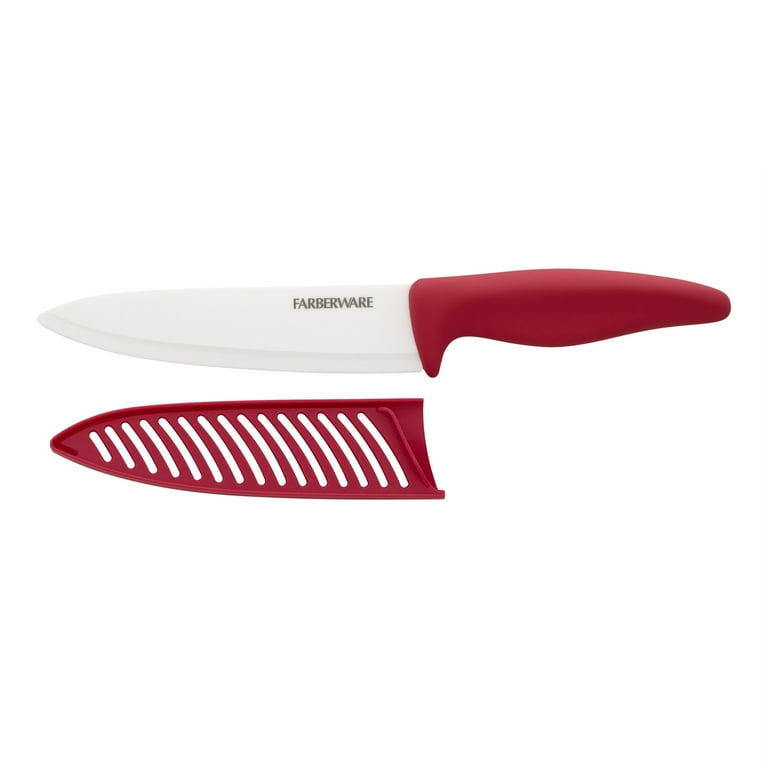 Farberware Professional Ceramic Kitchen Chef Knife - Red - 6 in