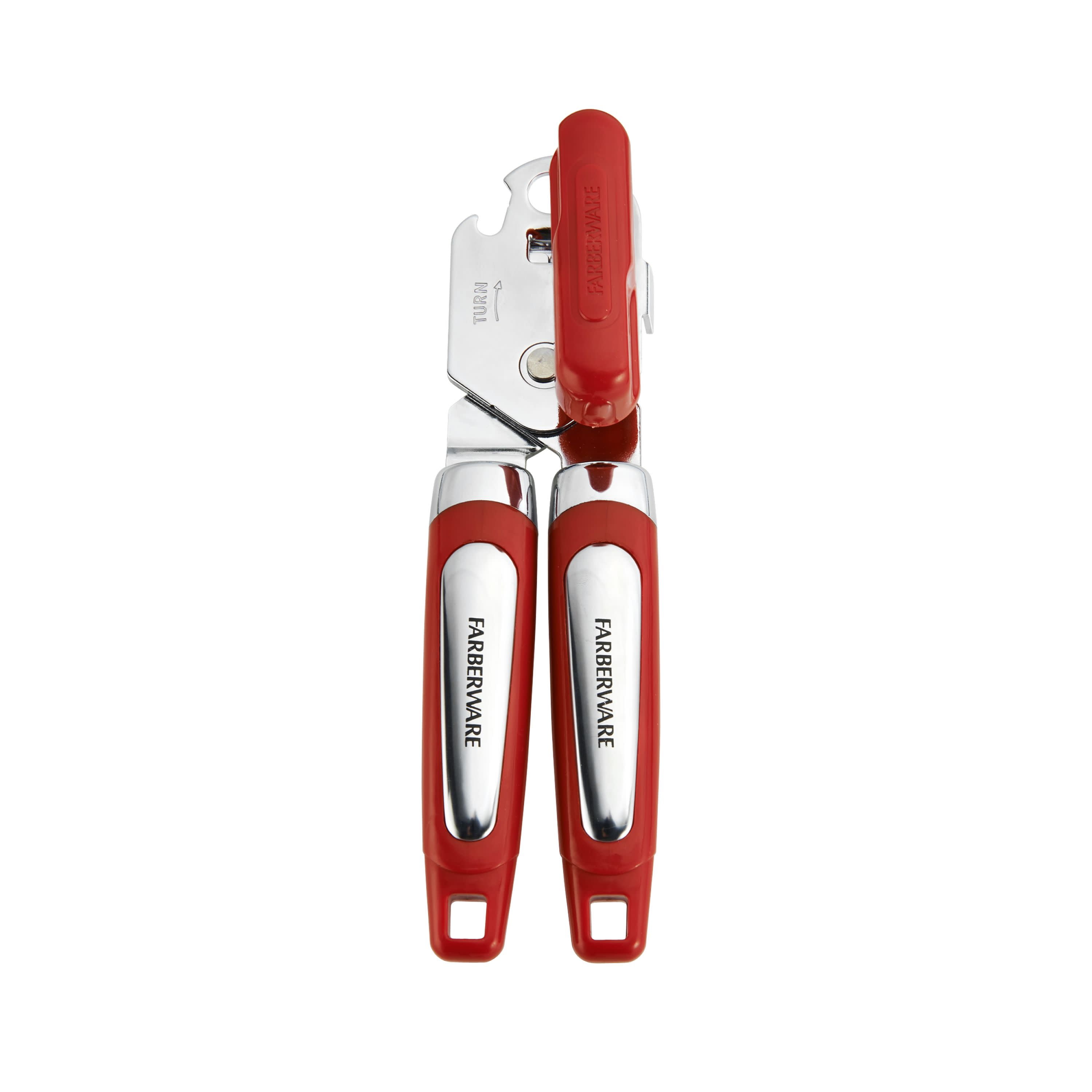 Electric Can Opener Kitchen Tool Gadget Farberware Stainless Steel Blade  RED