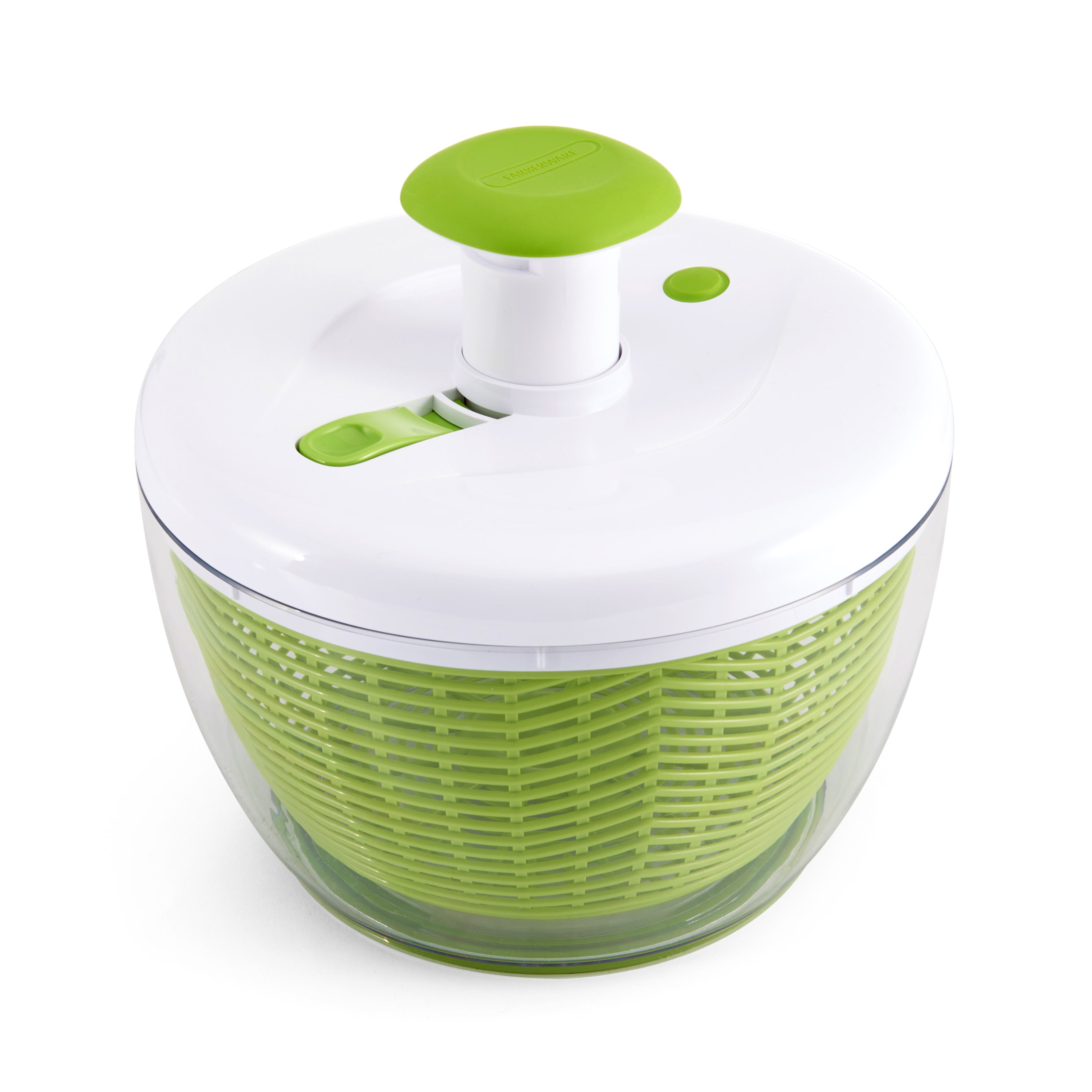 Farberware Professional Easy to Use Pump Plastic Salad Spinner 6.6 qt Green with White Lid