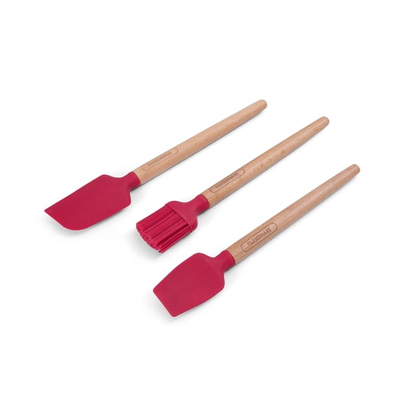 Farberware Professional Red Silicone Mini Wood Handle Baking Set