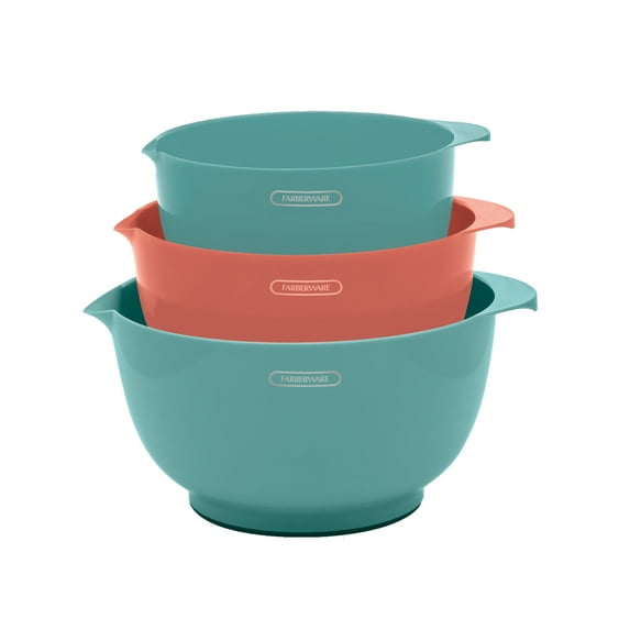 Farberware Professional Set of 3 Mixing Bowls in Aqua Coral Assortment