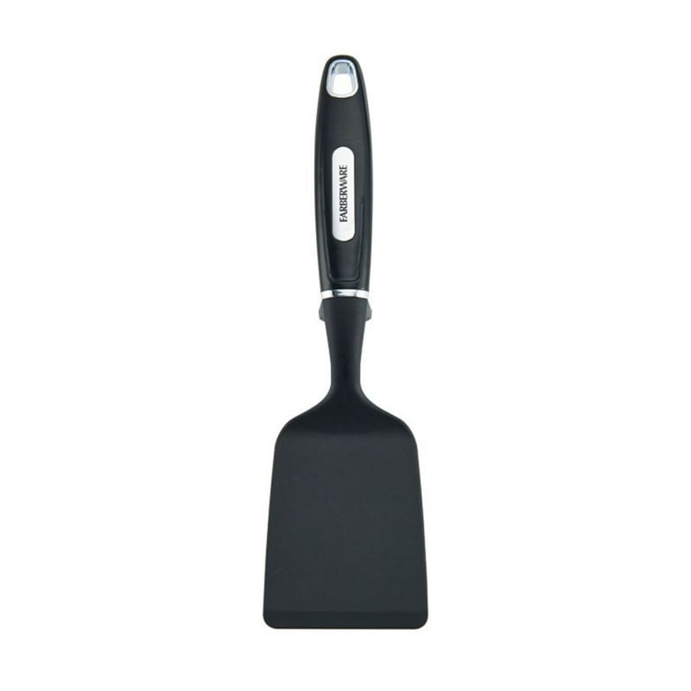 Restaurantware 10.6 inch x 2.2 inch Silicone Spatula, 1 Flat Flexible Spatula - Dishwasher-Safe, withstands Heat Up to 570F, Black Silicone Mixing