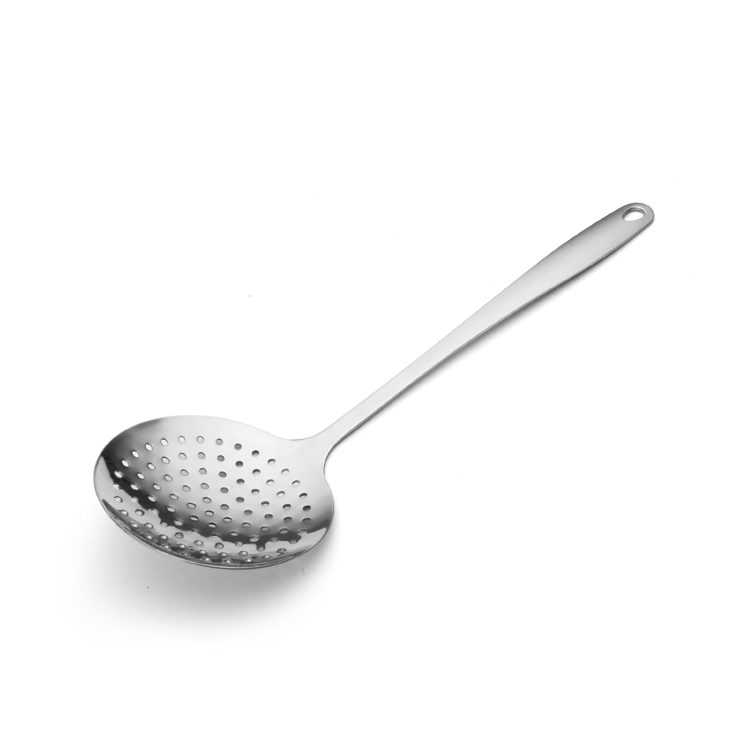 Professional 14-Inch Stainless Steel Silver Skimmer with Loop Handle