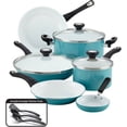 thumbnail image 1 of Farberware Pure Cook 12 Piece Ceramic Nonstick Pots and Pans Set, Aqua, 1 of 9