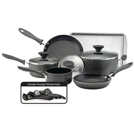 Farberware Reliance 15pc Aluminum Nonstick Cookware Set w/ Prestige Tools, Black