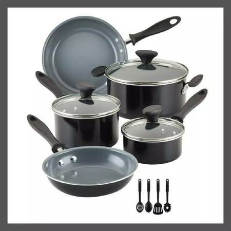 Farberware Reliance Pro 12pc Nonstick Ceramic Cookware Set Black/Gray