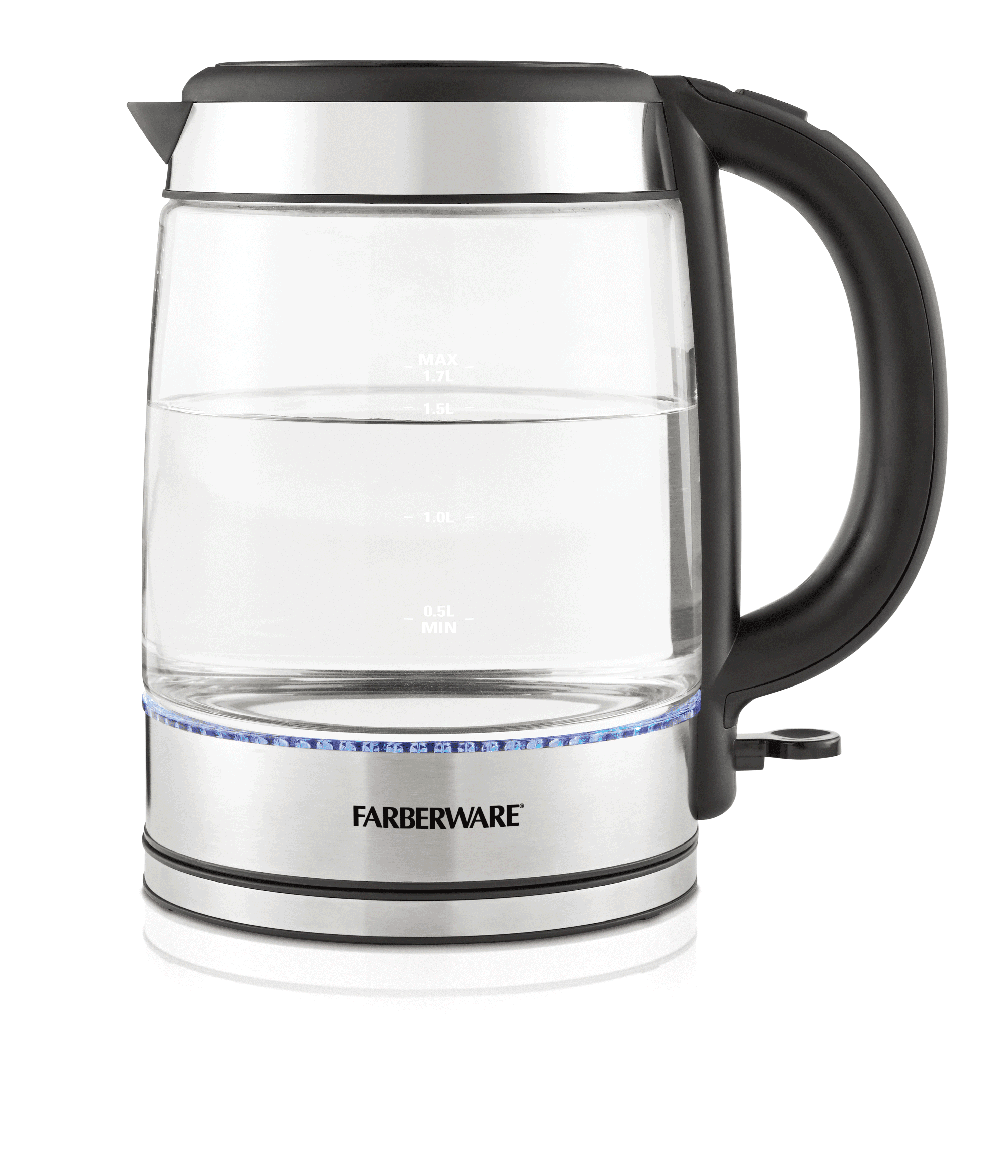 Farberware Royal Glass and Stainless Steel 1.7 Liter Electric Tea Kettle, Cordless