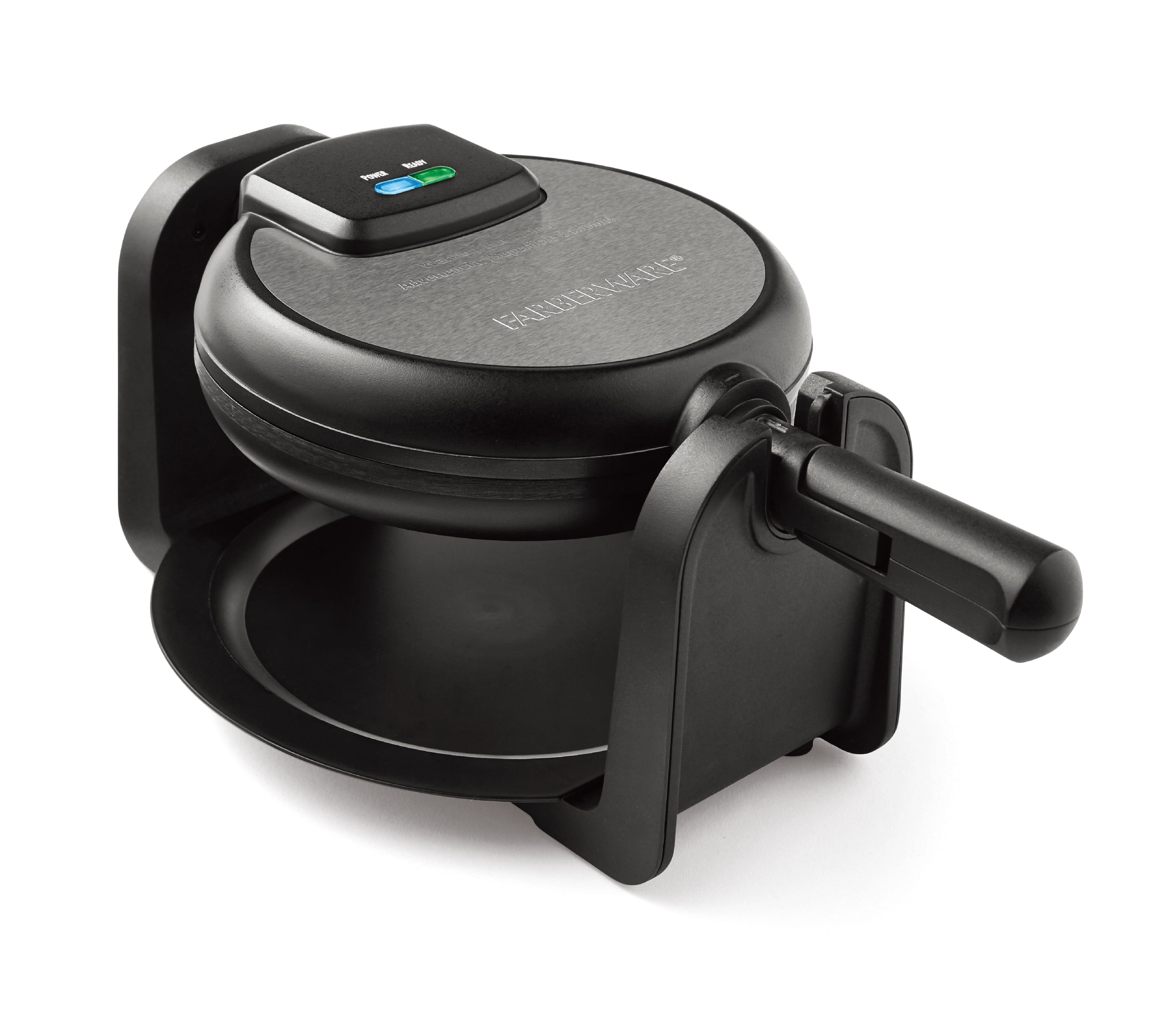 Farberware Single-Flip Waffle Maker, Black with Stainless Steel Decoration