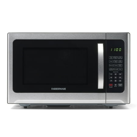 Farberware 1.2 cu ft Microwave Oven, 1000W Compact Microwave Oven with LED Display, Stainless Grill