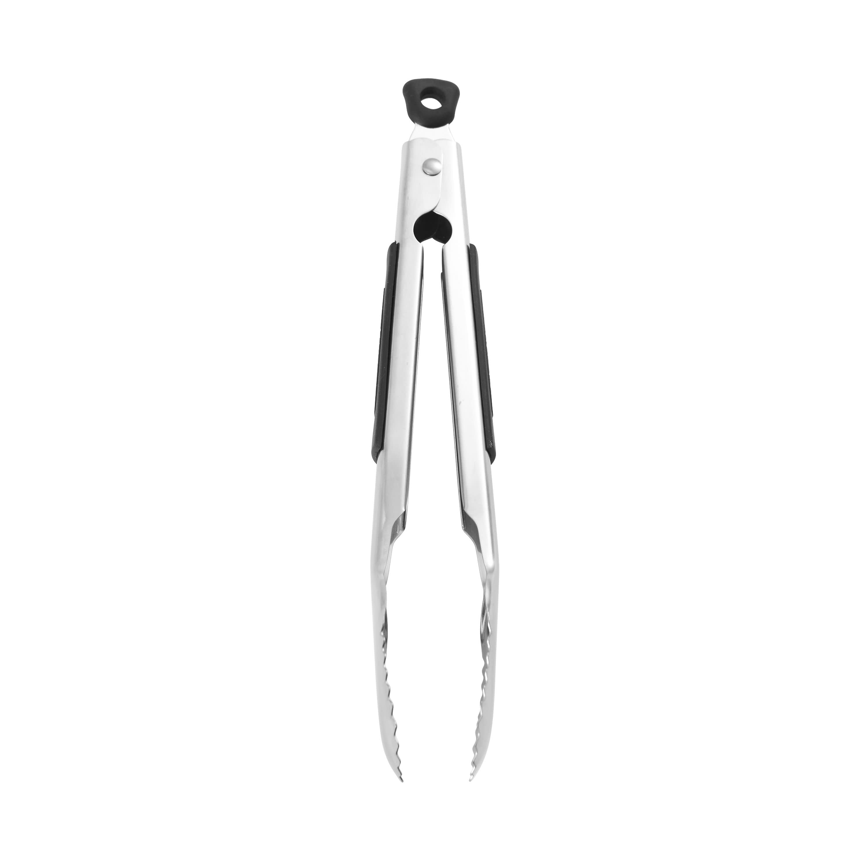 Farberware Stainless Steel 9-inch Locking Kitchen Tongs with Soft