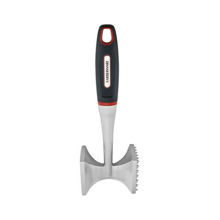 Farberware Soft Grips Meat Stainless Steel Tenderizer with Black Handle and Red Accents