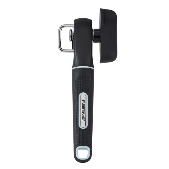 Farberware Soft Grips Smooth Edge Safety Manual Can Opener, Black with Slate Blue Accents