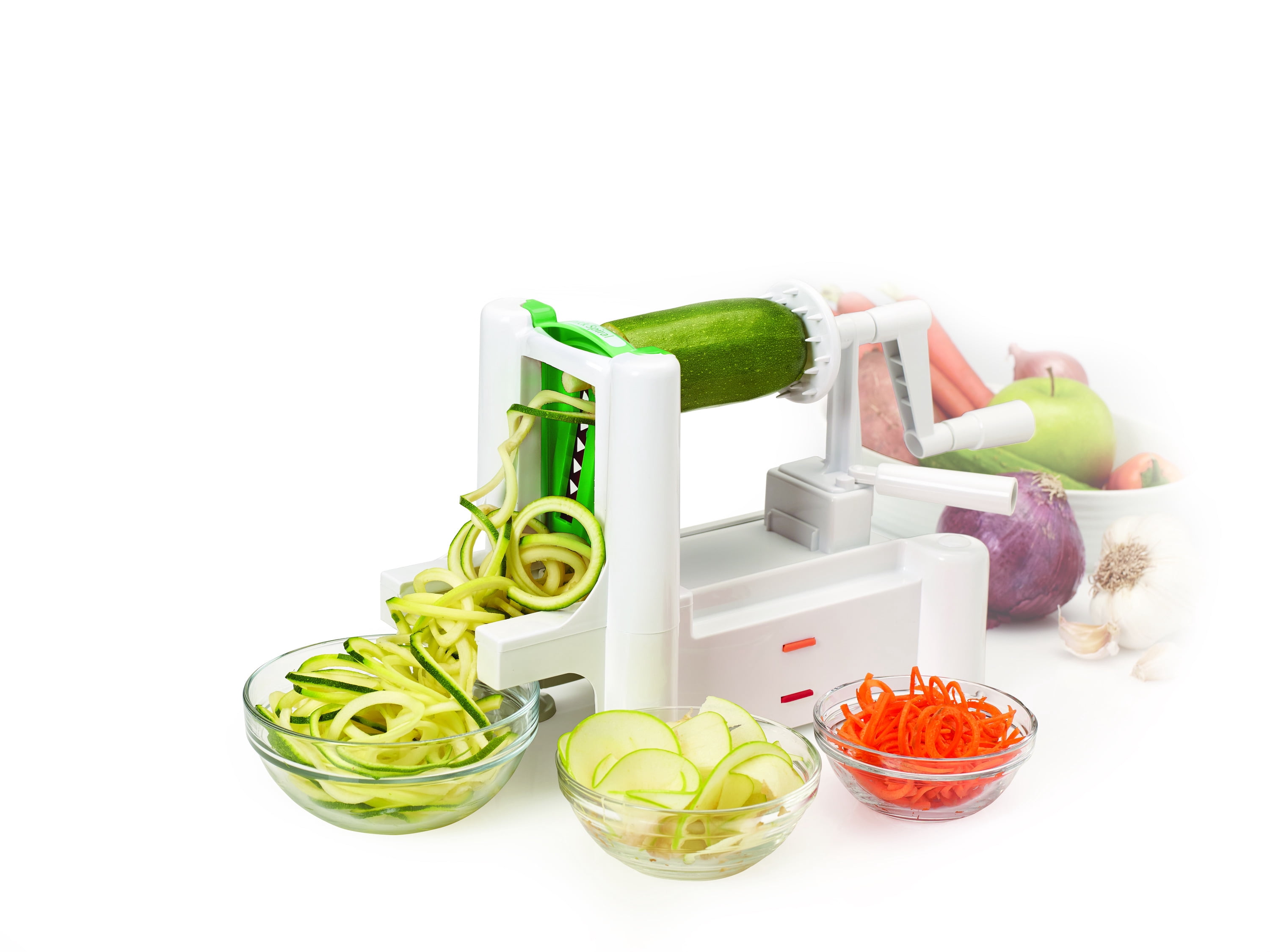 White Plastic Spiral Vegetable Slicer with Three Blades